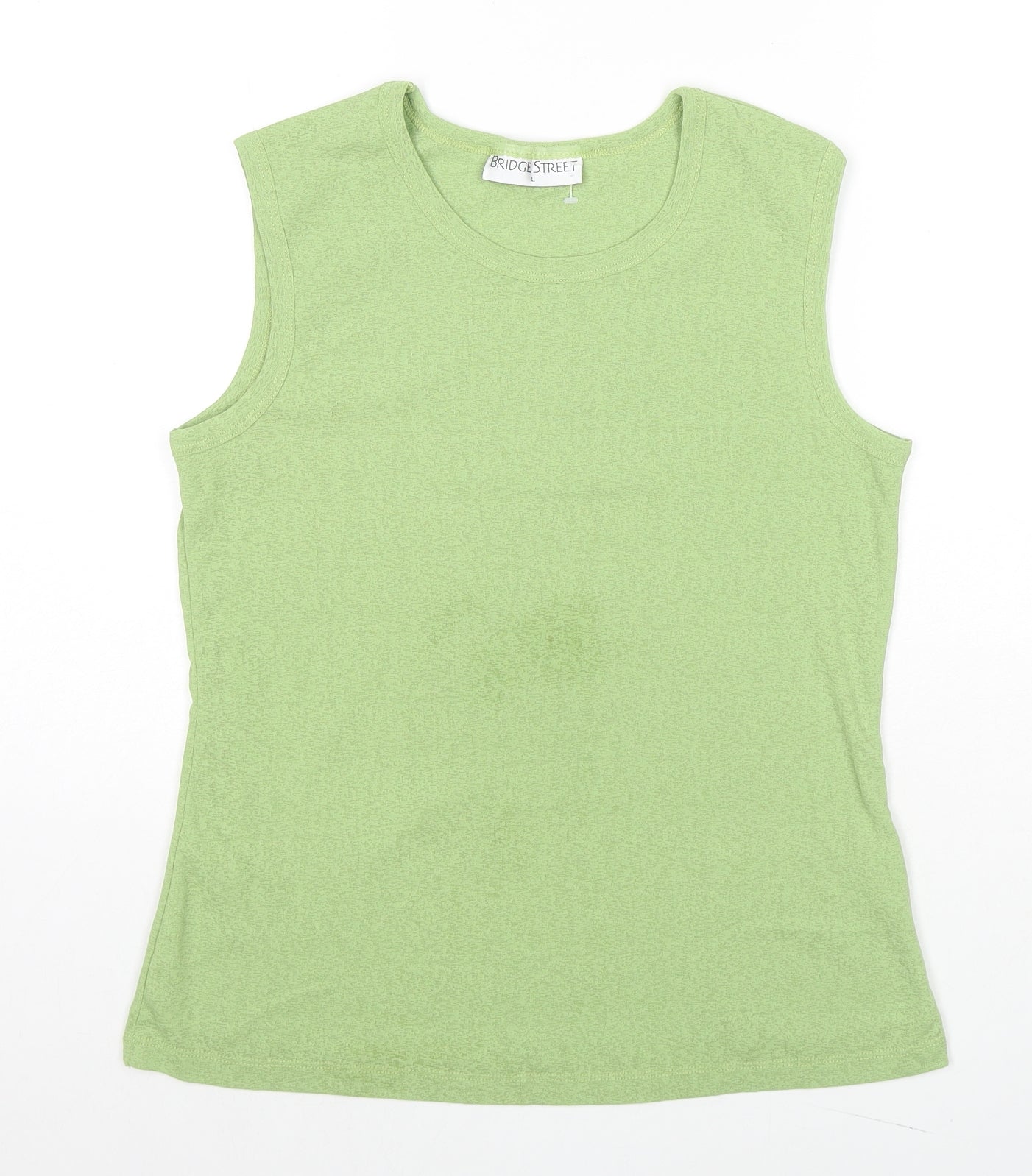 Bridge Street Womens Green Polyester Basic Tank Size L Round Neck