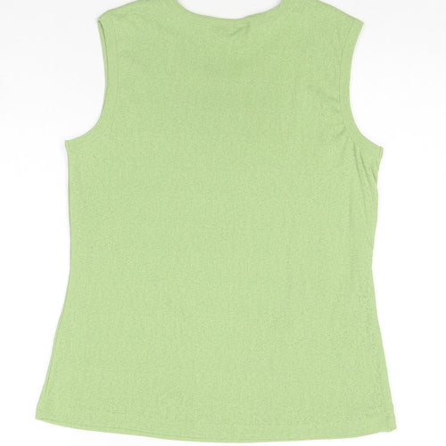Bridge Street Womens Green Polyester Basic Tank Size L Round Neck