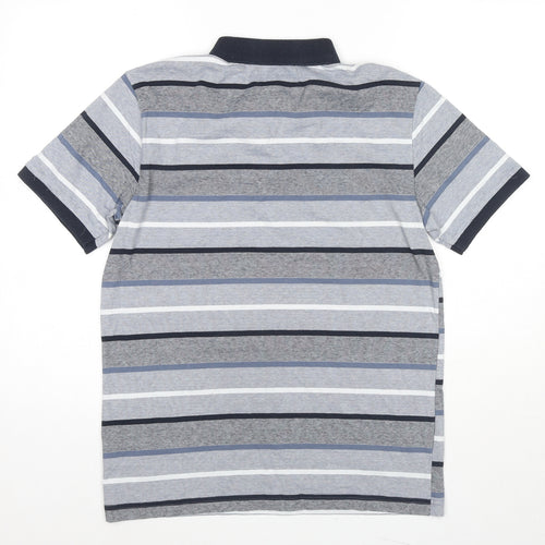 Original Penguin Mens Blue Striped Cotton Polo Size M Collared Pullover