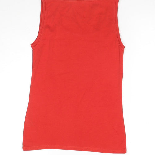 Marks and Spencer Womens Red Cotton Basic Tank Size 12 Scoop Neck