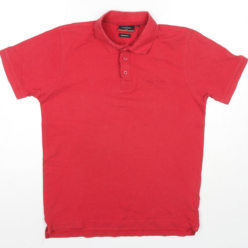 Pierre Cardin Mens Red Cotton Polo Size M Collared Pullover