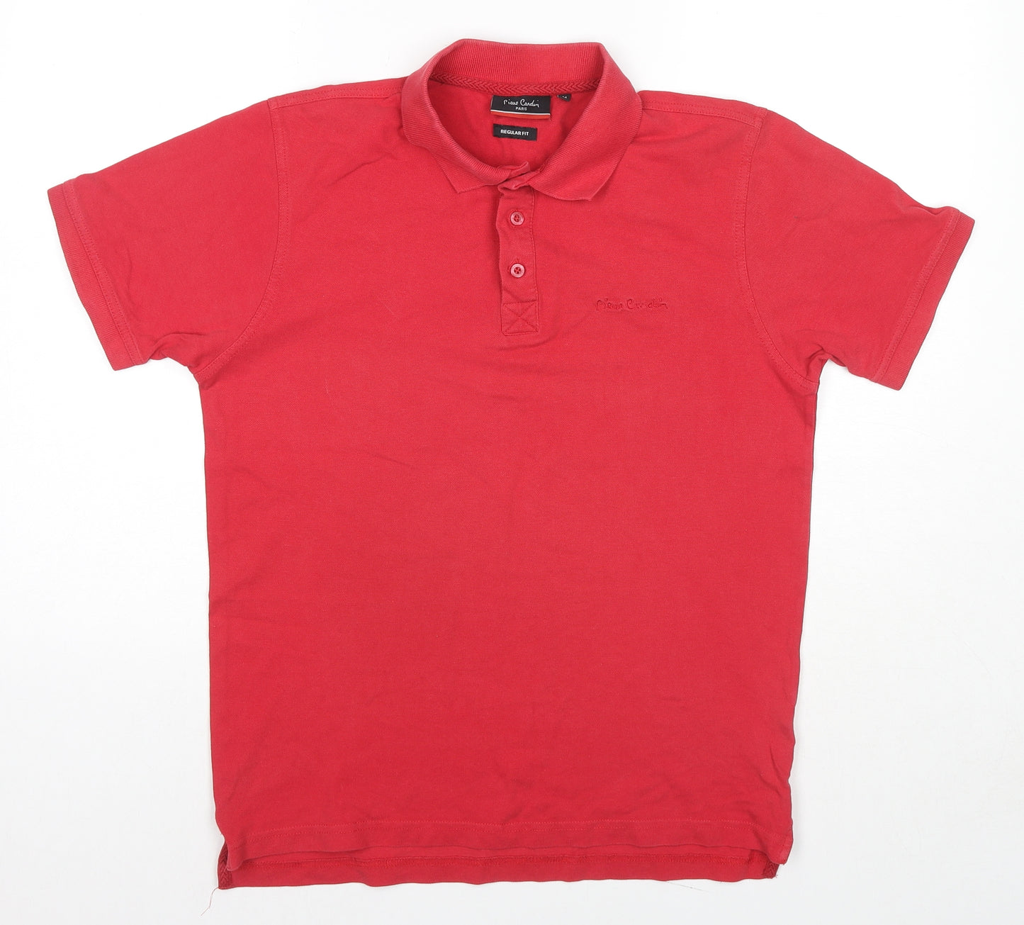 Pierre Cardin Mens Red Cotton Polo Size M Collared Pullover