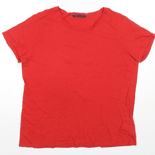 Marks and Spencer Womens Blue Cotton Basic T-Shirt Size 16 Round Neck