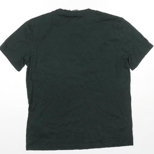 H&M Mens Green Cotton T-Shirt Size M Round Neck