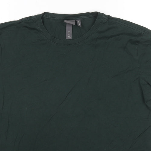 H&M Mens Green Cotton T-Shirt Size M Round Neck