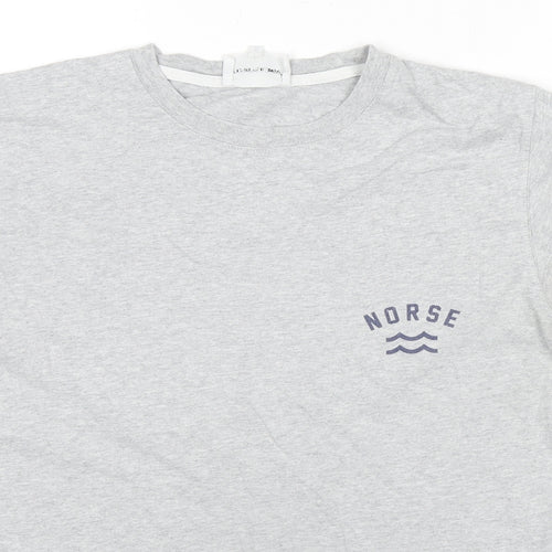 Norse Projects Womens Grey Cotton Basic T-Shirt Size M Round Neck - Logo