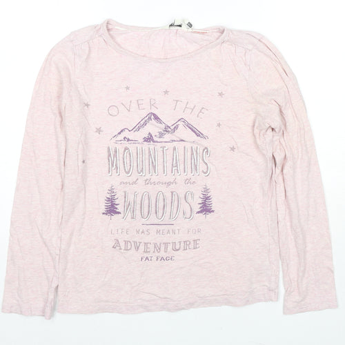 Fat Face Girls Pink Cotton Jersey T-Shirt Size 12-13 Years Round Neck Pullover - Over The Mountains