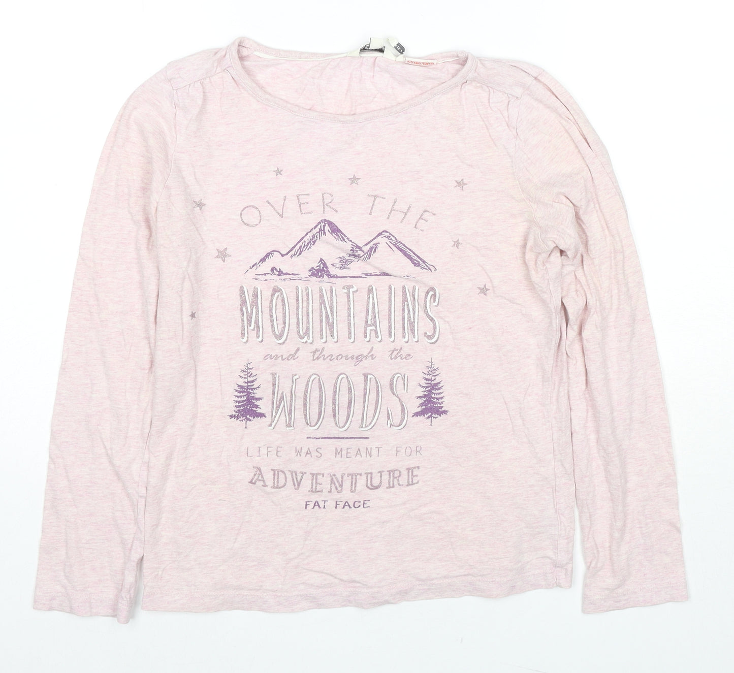 Fat Face Girls Pink Cotton Jersey T-Shirt Size 12-13 Years Round Neck Pullover - Over The Mountains