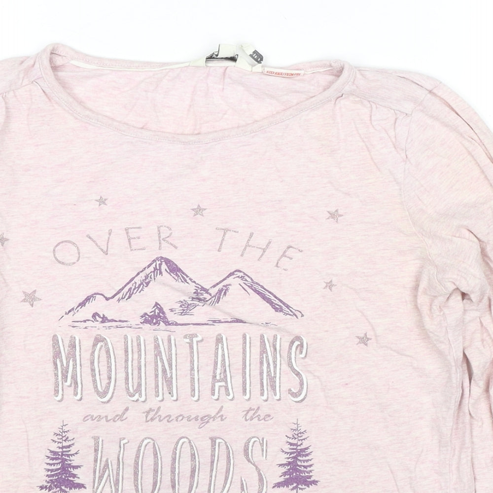 Fat Face Girls Pink Cotton Jersey T-Shirt Size 12-13 Years Round Neck Pullover - Over The Mountains