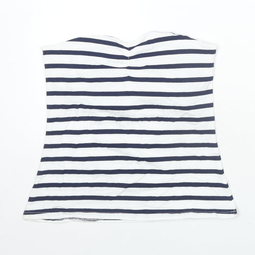 Originals Womens White Striped Cotton Basic Tank Size 12 Square Neck - Size 12-14 Strapless
