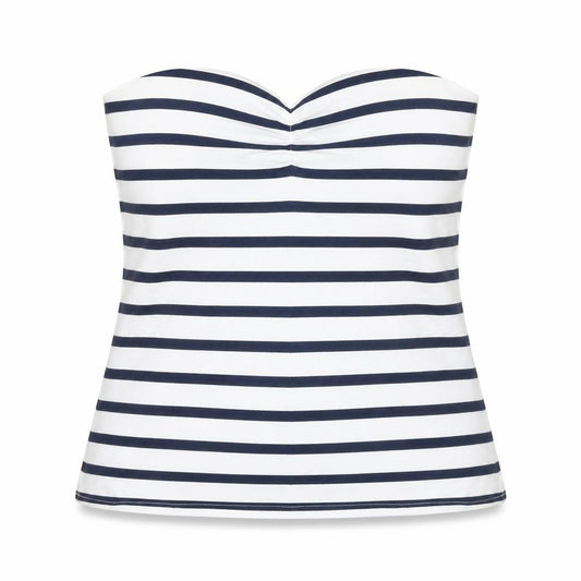 Front view of Originals women’s white striped cotton basic tank, size UK 12, square neck -, size UK 12-14, strapless
