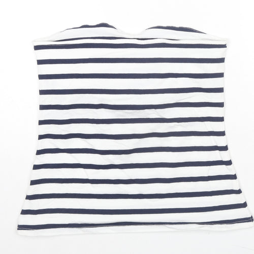 Originals Womens White Striped Cotton Basic Tank Size 12 Square Neck - Size 12-14 Strapless