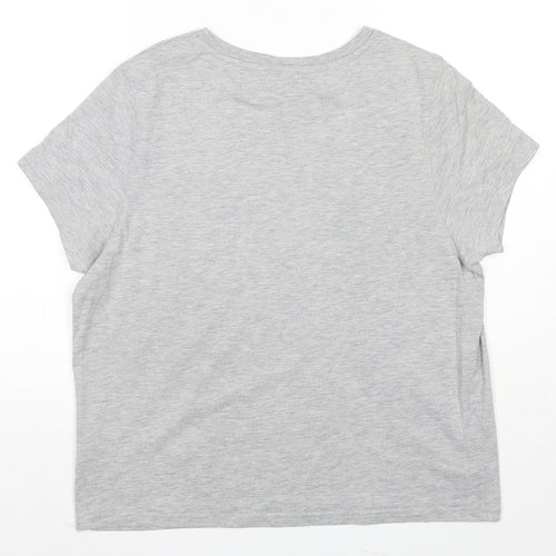 Superman Womens Grey Cotton Basic T-Shirt Size 18 Round Neck - Sequin Logo