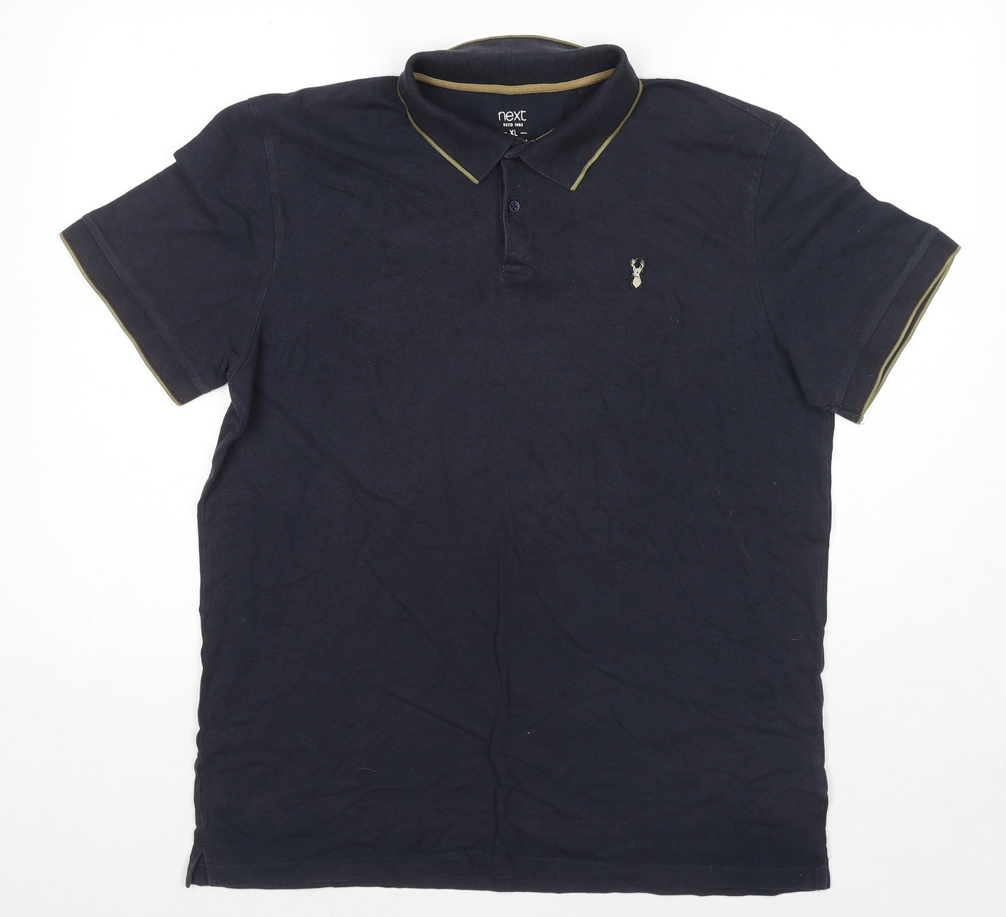 NEXT Mens Blue Cotton Polo Size XL Collared Pullover