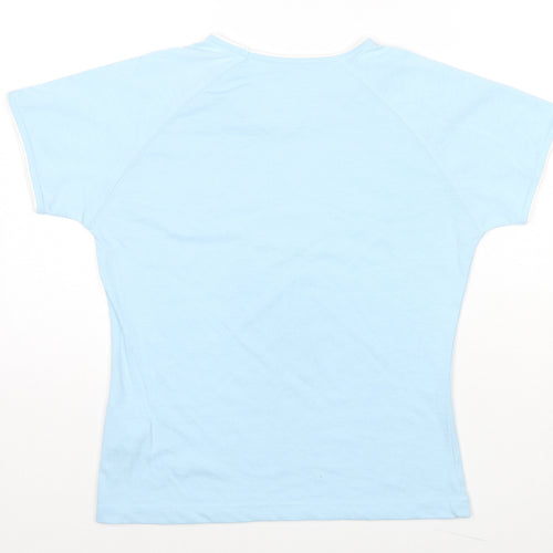 Reebok Womens Blue Cotton Basic T-Shirt Size 12 Round Neck - Logo