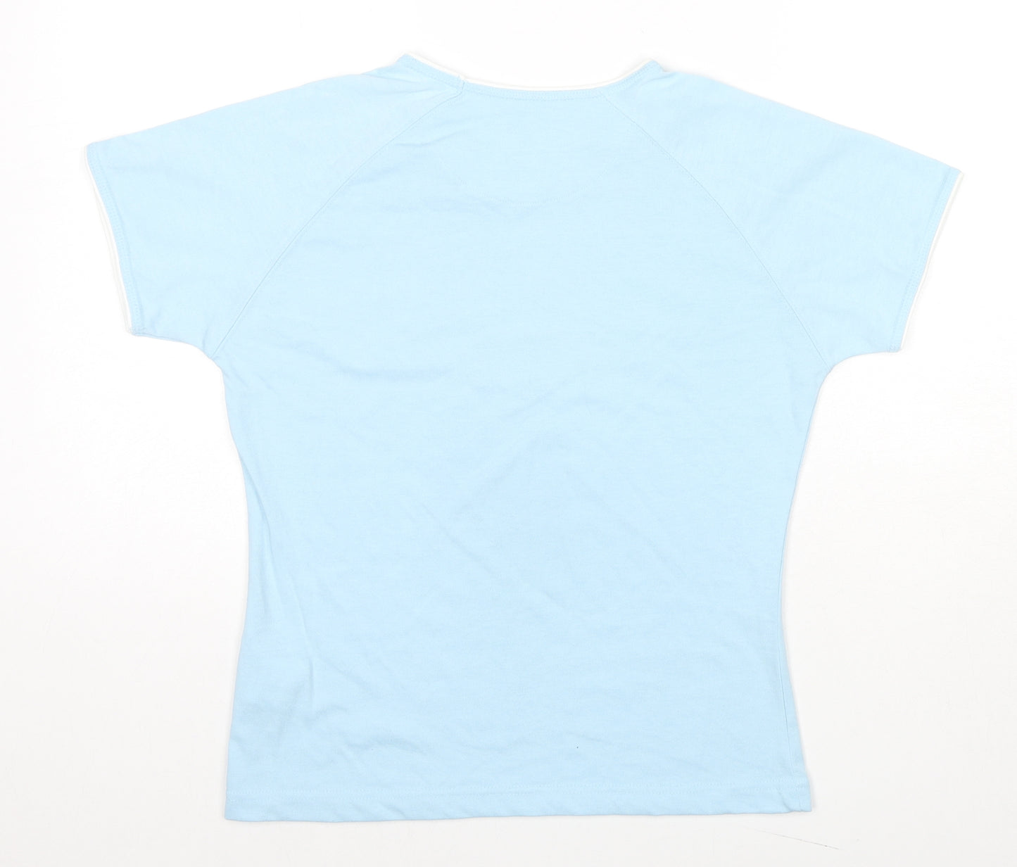Reebok Womens Blue Cotton Basic T-Shirt Size 12 Round Neck - Logo