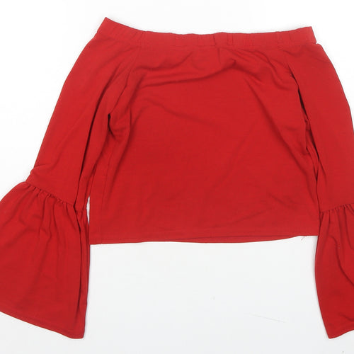 New Look Womens Red Polyester Basic Blouse Size 10 Off the Shoulder