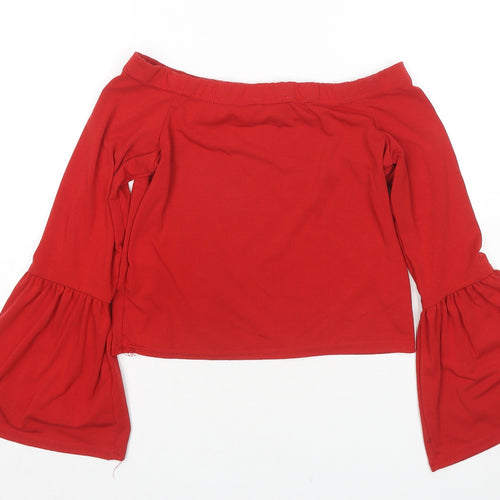 New Look Womens Red Polyester Basic Blouse Size 10 Off the Shoulder