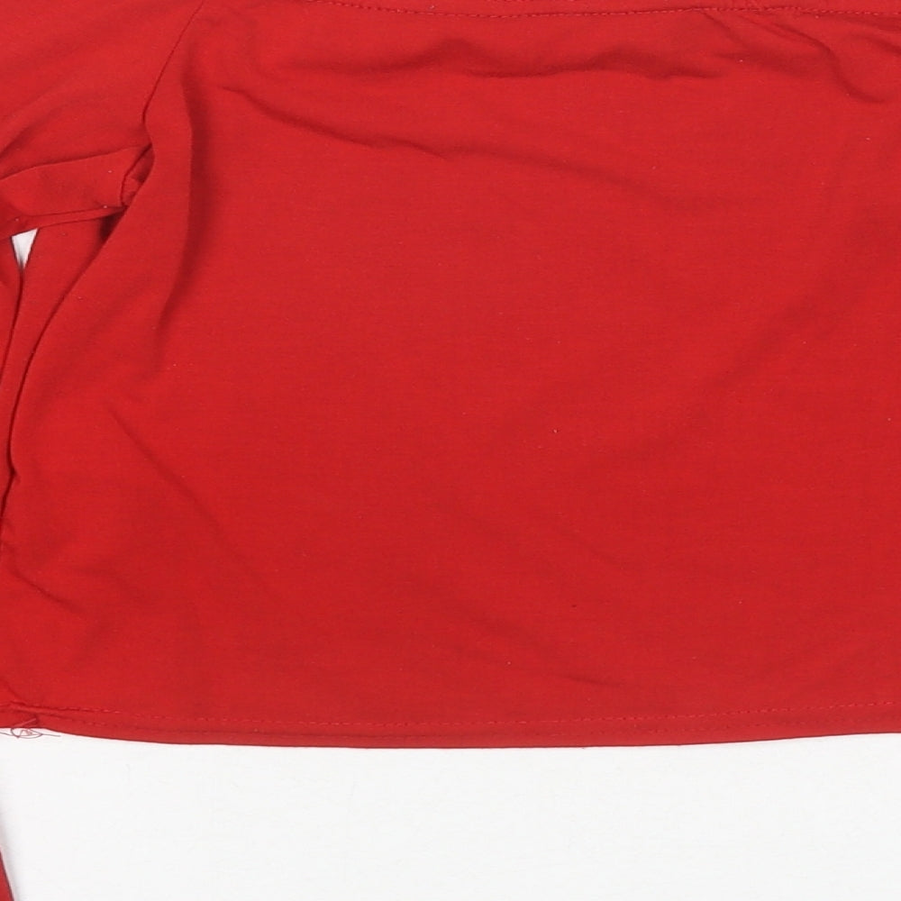 New Look Womens Red Polyester Basic Blouse Size 10 Off the Shoulder