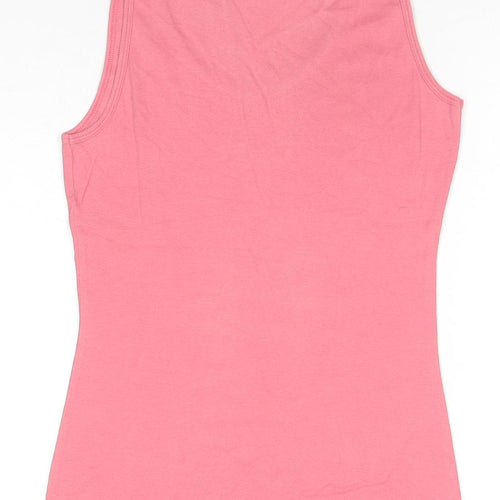 Dorothy Perkins Womens Pink Cotton Basic Tank Size 12 Scoop Neck