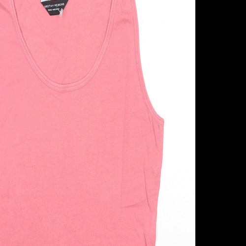 Dorothy Perkins Womens Pink Cotton Basic Tank Size 12 Scoop Neck