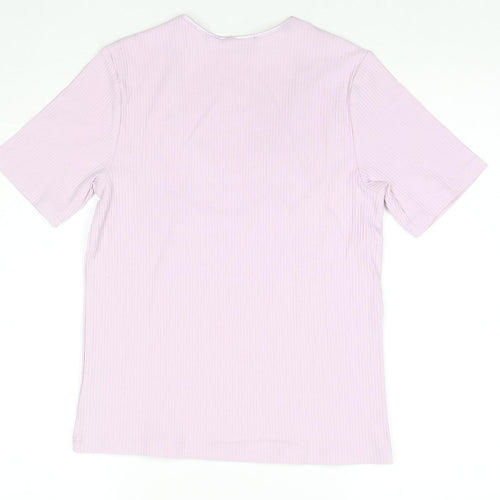 Marks and Spencer Womens Purple Cotton Jersey T-Shirt Size 14 Scoop Neck