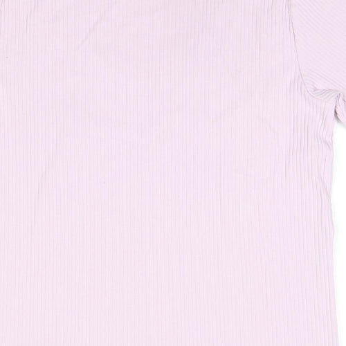 Marks and Spencer Womens Purple Cotton Jersey T-Shirt Size 14 Scoop Neck