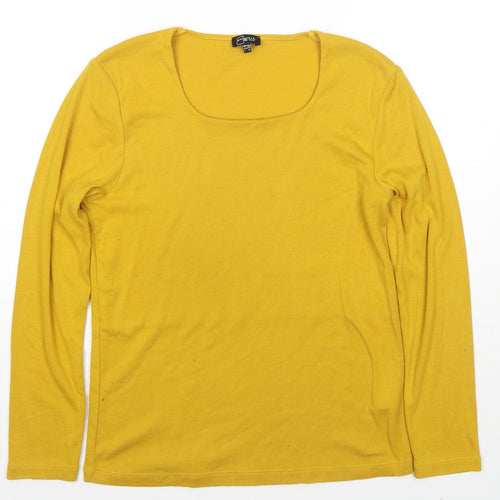 Emreco Womens Yellow Square Neck Polyester Pullover Jumper Size 14