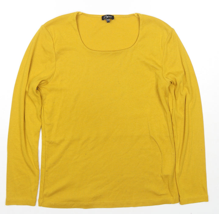 Emreco Womens Yellow Square Neck Polyester Pullover Jumper Size 14