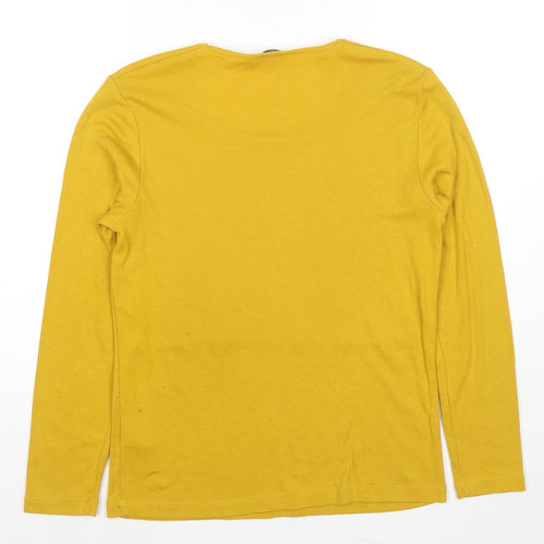 Emreco Womens Yellow Square Neck Polyester Pullover Jumper Size 14