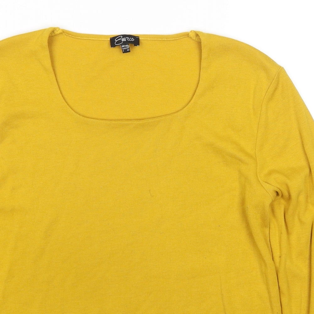 Emreco Womens Yellow Square Neck Polyester Pullover Jumper Size 14