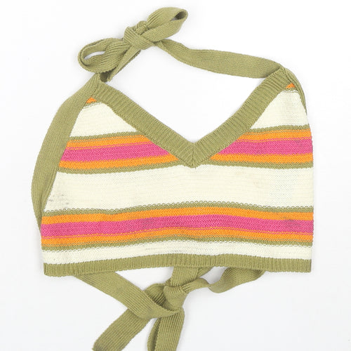 Topshop Womens Multicoloured Striped Polyester Wrap Tank Size XS V-Neck