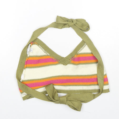 Topshop Womens Multicoloured Striped Polyester Wrap Tank Size XS V-Neck