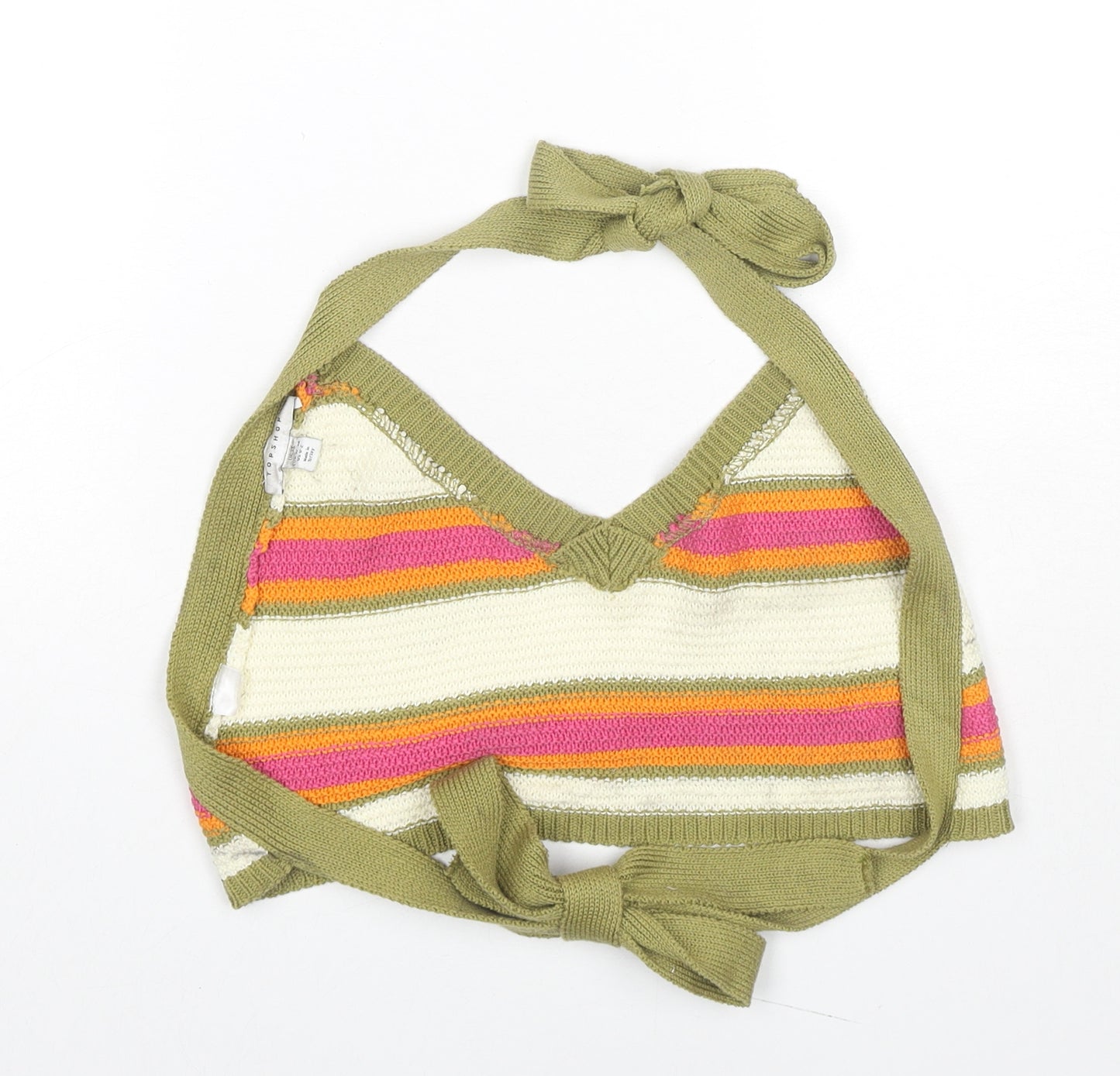 Topshop Womens Multicoloured Striped Polyester Wrap Tank Size XS V-Neck