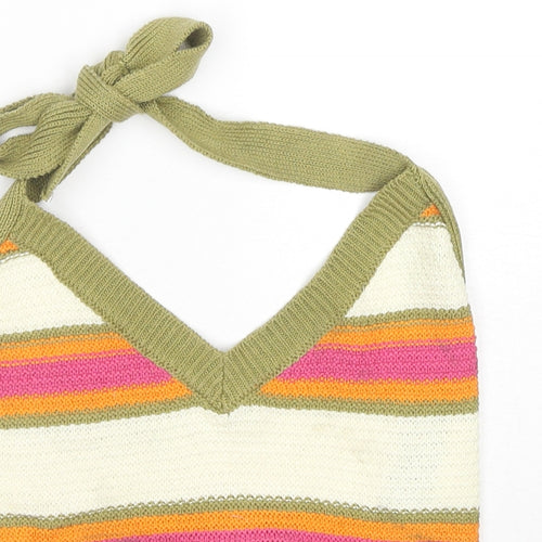 Topshop Womens Multicoloured Striped Polyester Wrap Tank Size XS V-Neck