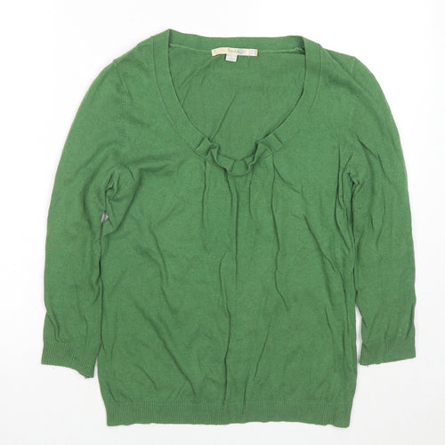Boden Womens Green Scoop Neck Cotton Pullover Jumper Size 10