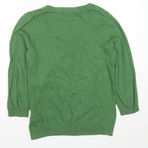 Boden Womens Green Scoop Neck Cotton Pullover Jumper Size 10