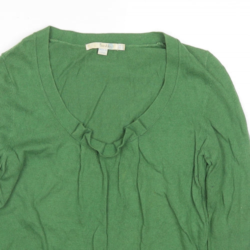 Boden Womens Green Scoop Neck Cotton Pullover Jumper Size 10