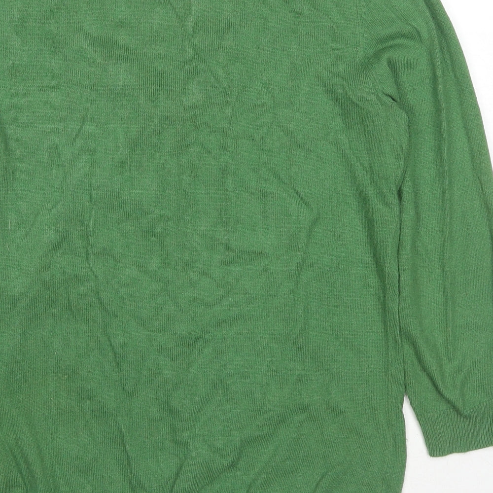 Boden Womens Green Scoop Neck Cotton Pullover Jumper Size 10