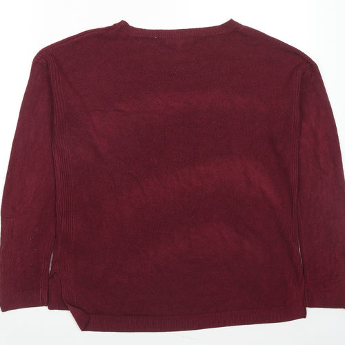 New Look Womens Red Round Neck Acrylic Pullover Jumper Size 14