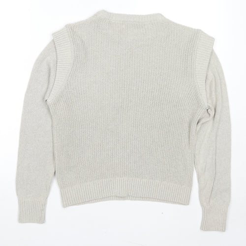 Only Womens Beige Round Neck Cotton Pullover Jumper Size S