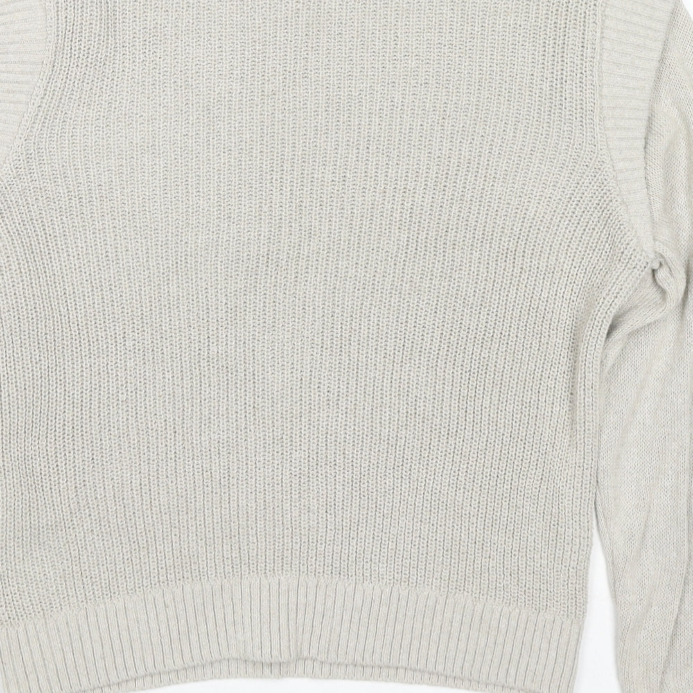 Only Womens Beige Round Neck Cotton Pullover Jumper Size S