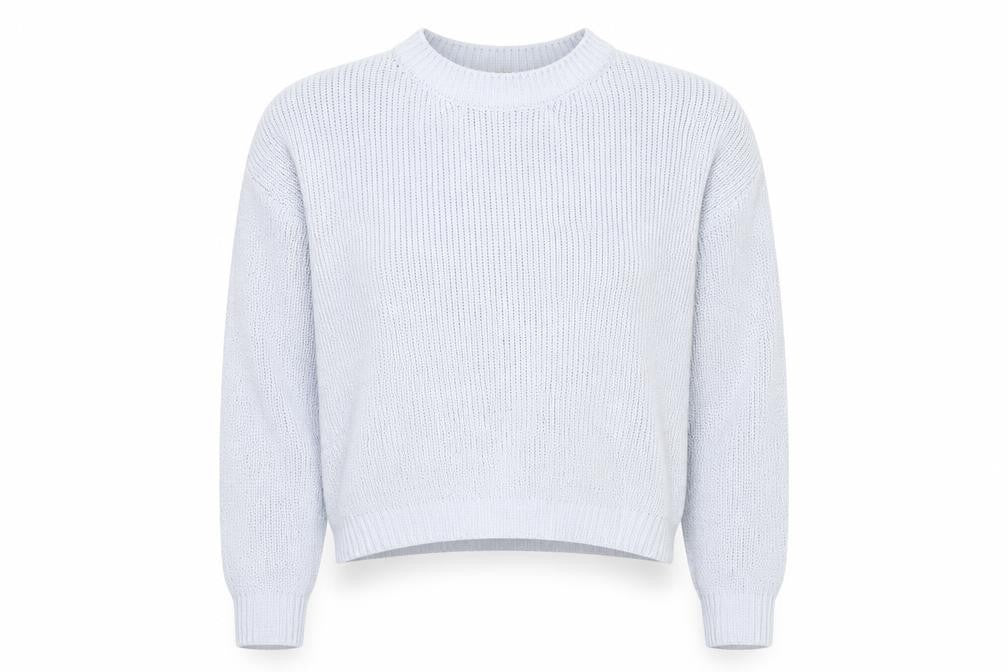 Front view of Divided by H&M women’s blue round neck polyester jumper, size M