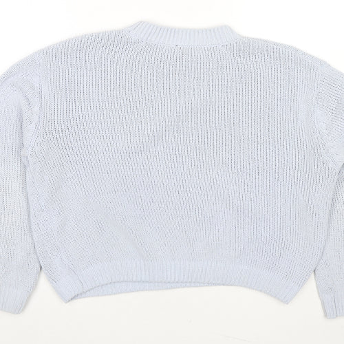 Divided by H&M Womens Blue Round Neck Polyester Pullover Jumper Size M