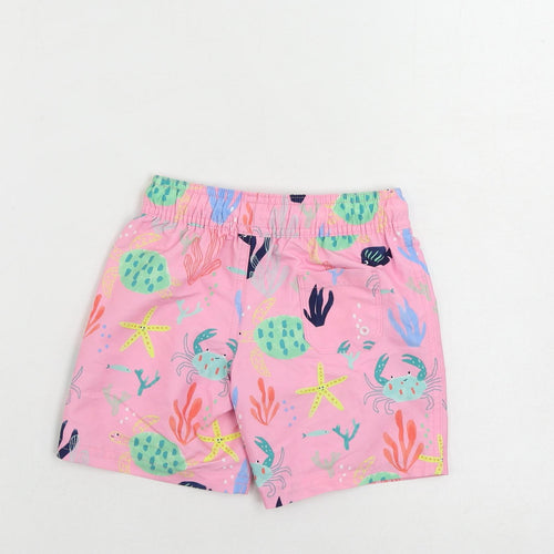 Marks and Spencer Girls Pink Geometric Polyester Bermuda Shorts Size 2-3 Years Regular Drawstring - Swim Shorts