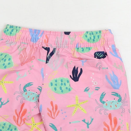 Marks and Spencer Girls Pink Geometric Polyester Bermuda Shorts Size 2-3 Years Regular Drawstring - Swim Shorts