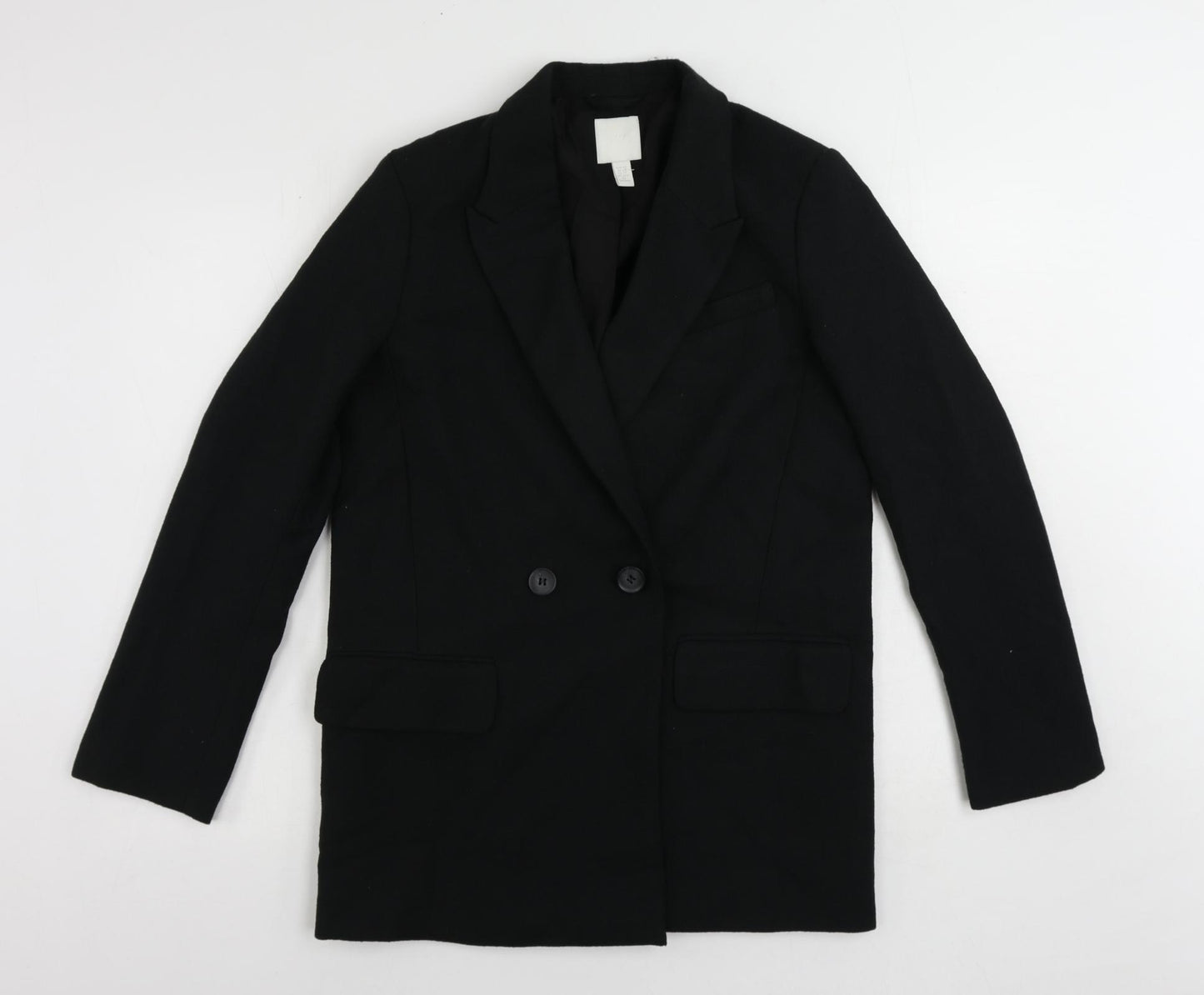 H7m Womens Black Jacket Blazer Size XS Button