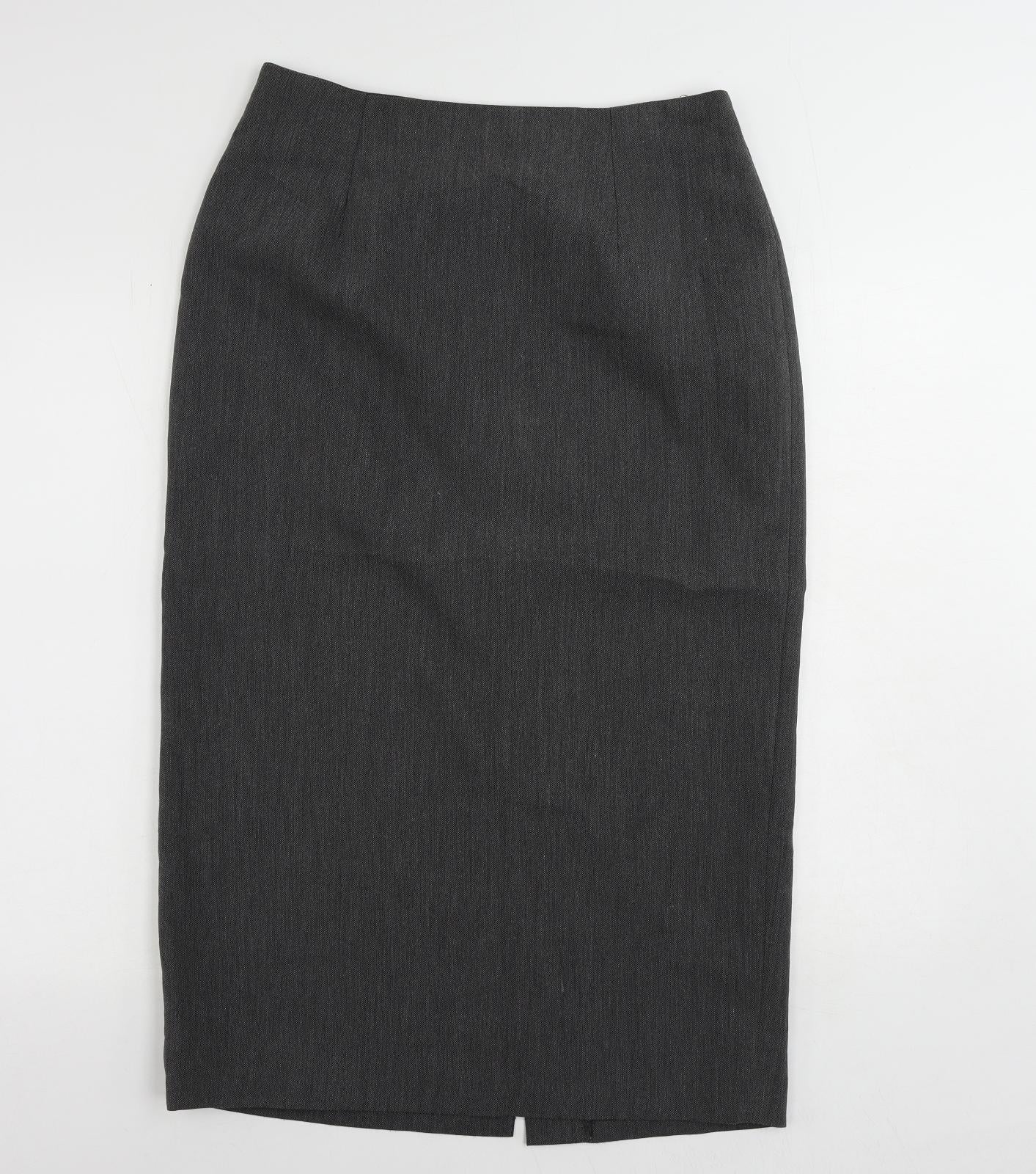 Dorothy Perkins Womens Grey Polyester Straight & Pencil Skirt Size 14 Zip