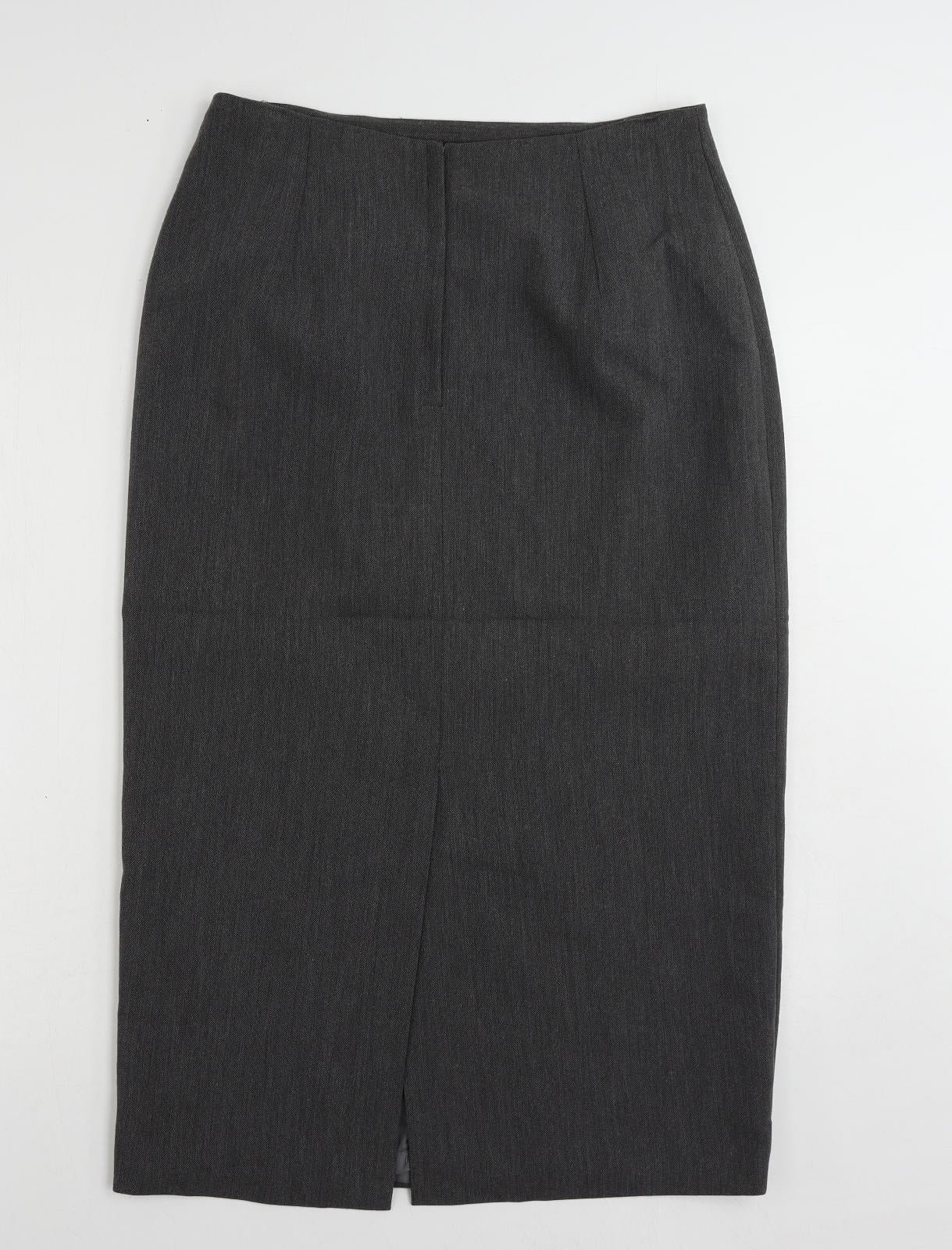 Dorothy Perkins Womens Grey Polyester Straight & Pencil Skirt Size 14 Zip