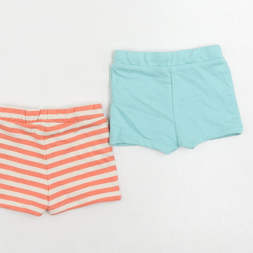 Marks and Spencer Baby Pink Striped Cotton Shorts Set Outfit/Set Size 6-9 Months Drawstring